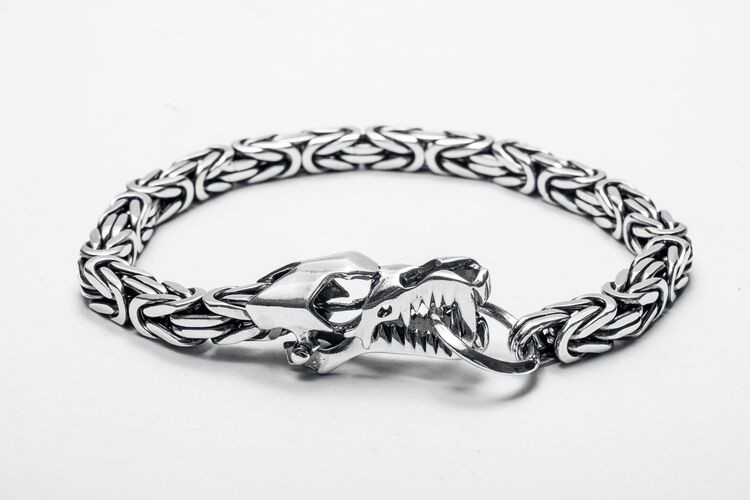 Срібний браслет<br />"Лісій Хвіст з карабіном дракон" - 0